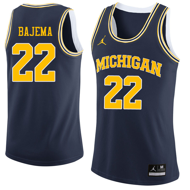Men #22 Cole Bajema Michigan Wolverines College Basketball Jerseys Sale-Navy